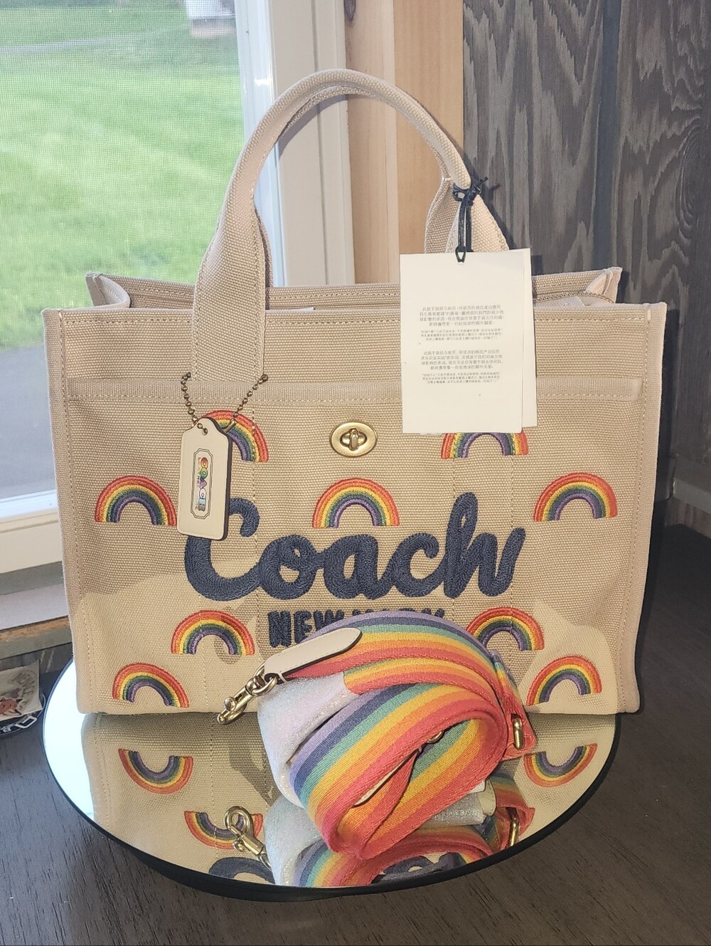 NWT Coach Cargo Small Tote Bag With Rainbow 26